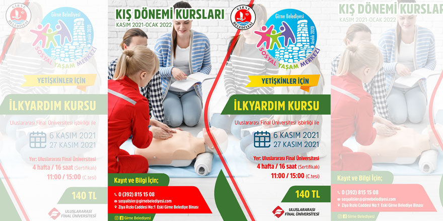 Girne Belediyesi Sosyal Yaşam Merkezi’nin ilk yardım kurslarına kayıtlar sürüyor