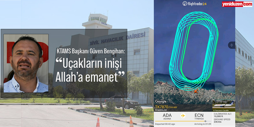 Ercan’da Anadolujet uçağı dakikalarca havada tur attı