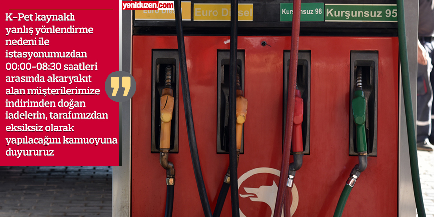 Çağ Petrol: “İndirim Resmi Gazete’de yayınlandı, K-PET ‘hata var sabah uygulanacak’ mesajı attı”