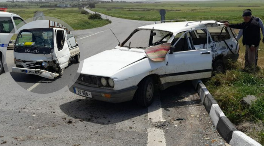 Lefkoşa Güzelyurt anayolunda kaza:  2 araç çarpıştı, 1 yaralı