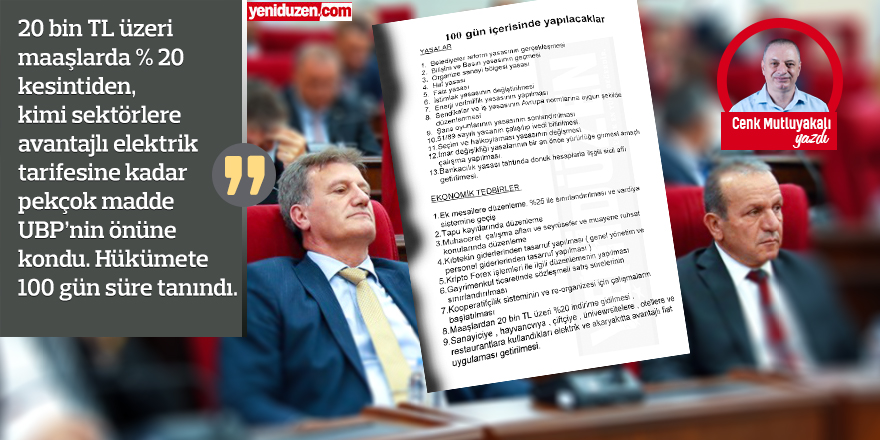 İşte DP ve YDP'nin UBP'ye sunduğu "100 Günlük Şartname"