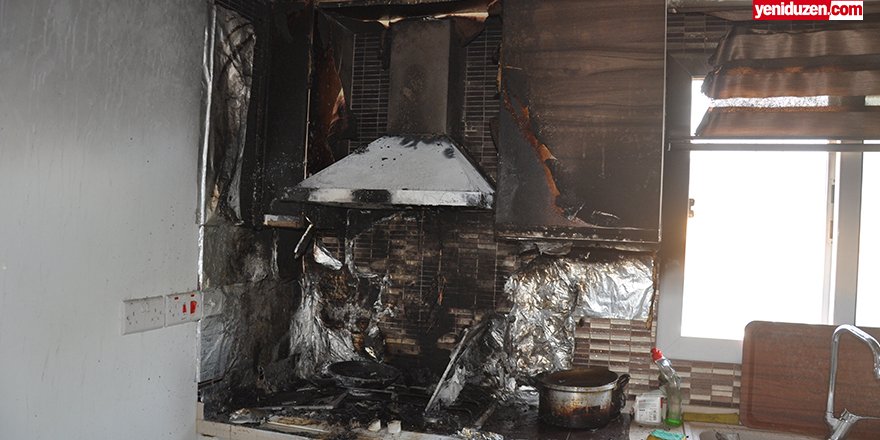 Lefkoşa'da yangın: Gaz ocağında unutulan tavanın içindeki yağ aniden alev aldı