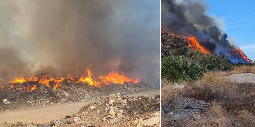 Çatalköy ve Esentepe belediyelerine ait çöplük alan yanıyor