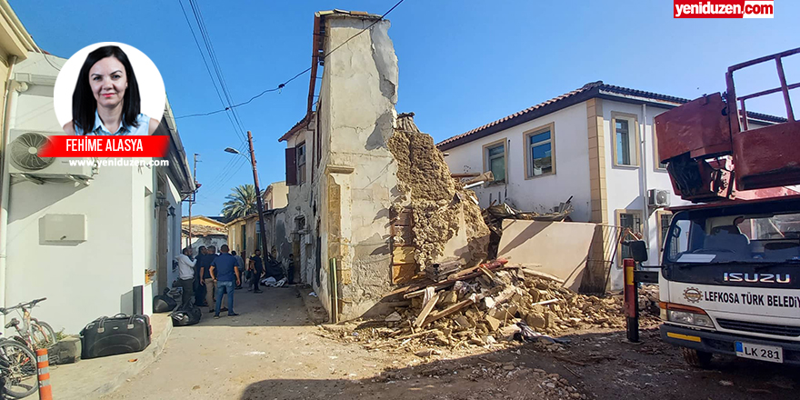 Lefkoşa’da kerpiç ev çöktü, 6 kişilik aile son anda kurtuldu