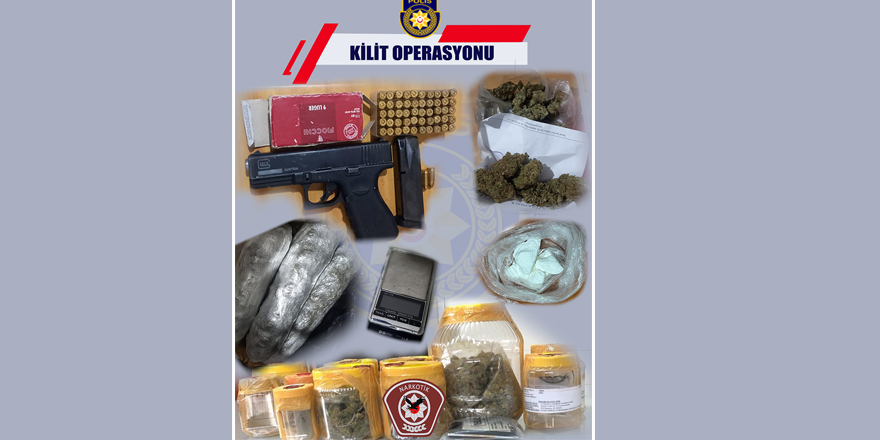 Lefkoşa’da “Kilit Operasyonu”: Kokain, hintkeneviri ve tabanca ile mermi ele geçirildi