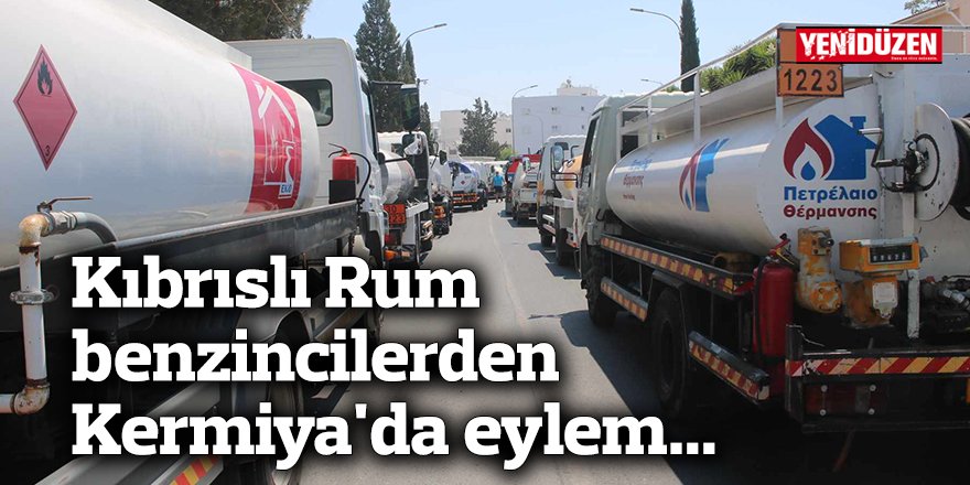 Kıbrıslı Rum benzincilerden Kermiya'da eylem...