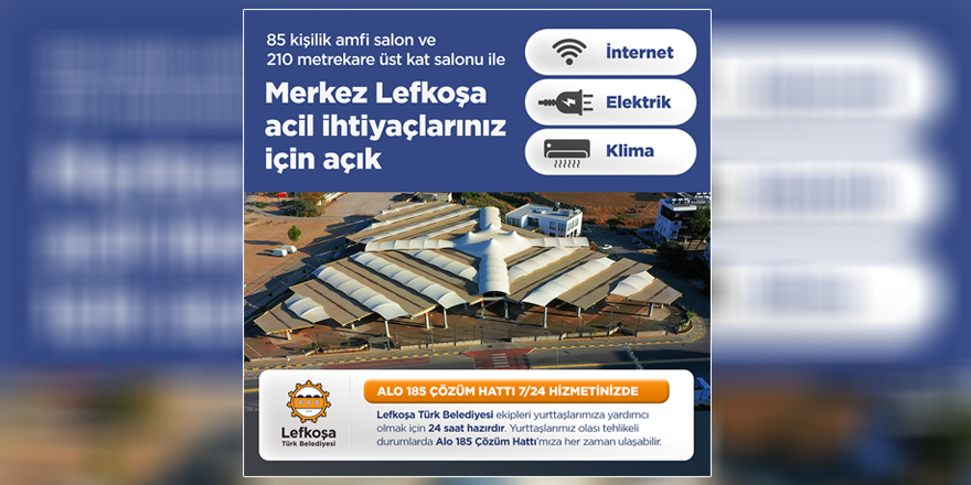 LTB, elektrik kesintilerinde acil ihtiyaçlar için Merkez Lefkoşa’yı yurttaşların kullanımına açtı