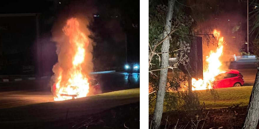 Lefkoşa-Girne yolunda araç yangını
