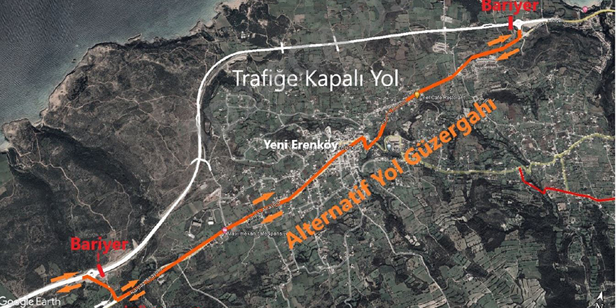 Yeşilköy Kavşağı ile Yenierenköy Kavşağı arası yol 22 Eylül'e kadar kapalı olacak