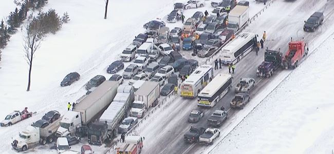96 araç birbirine girdi!