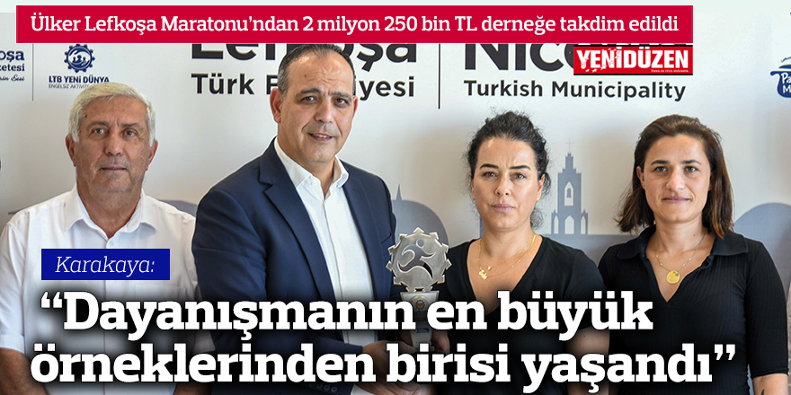 Ülker Lefkoşa Maratonu’ndan 2 milyon 250 bin TL derneğe takdim edildi