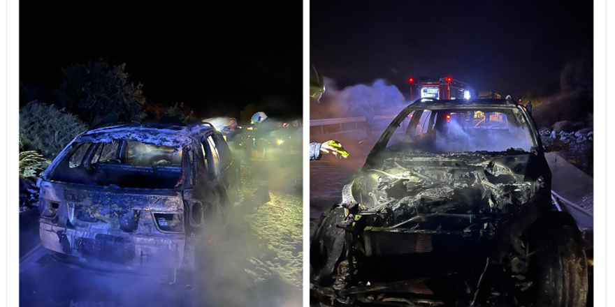 Girne-Değirmenlik yolunda araç yandı