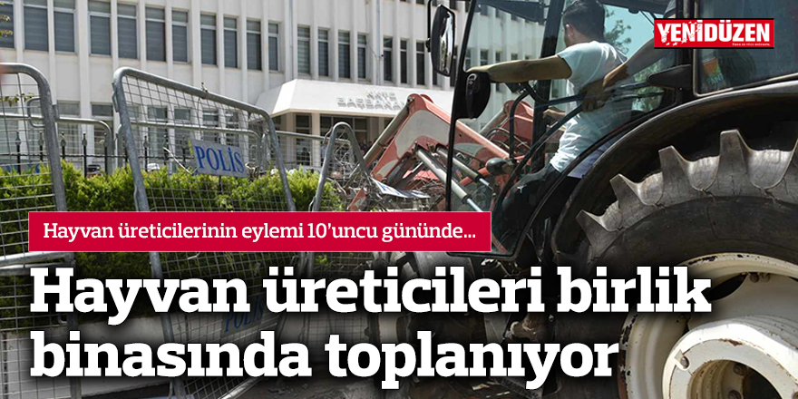 Hayvan üreticileri birlik binasında toplanıyor