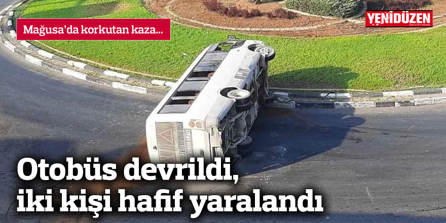 Otobüs devrildi, iki kişi hafif yaralandı