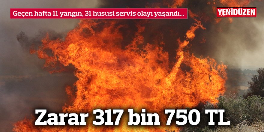 Geçen hafta 11 yangın, 31 hususi servis olayı yaşandı...