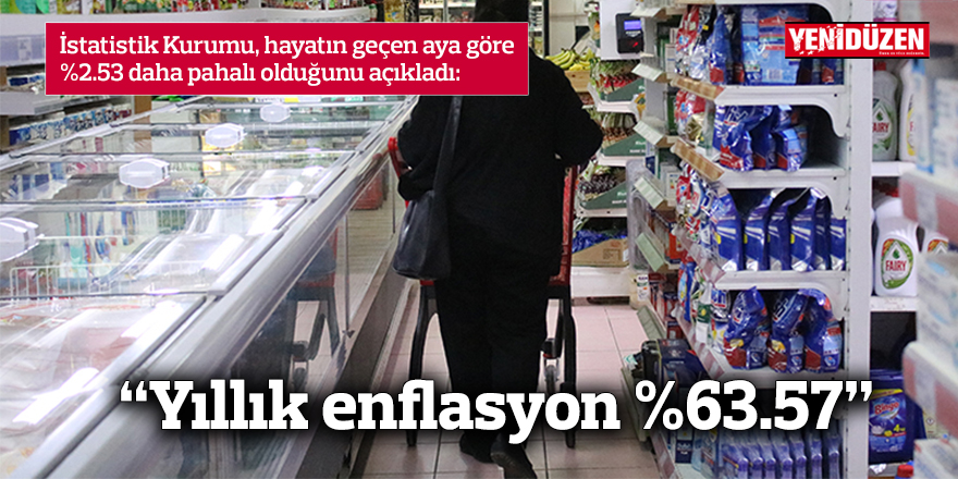 “Yıllık enflasyon %63.57”