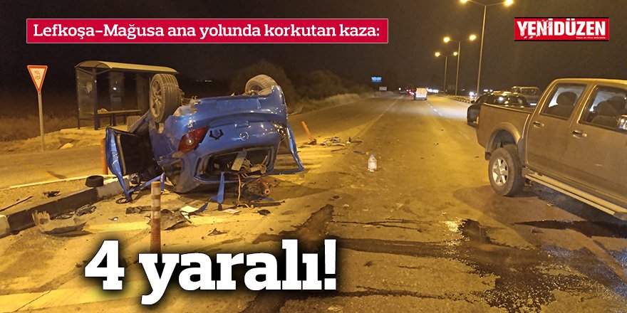 Lefkoşa Mağusa anayolunda trafik kazası: 4 kişi yaralandı