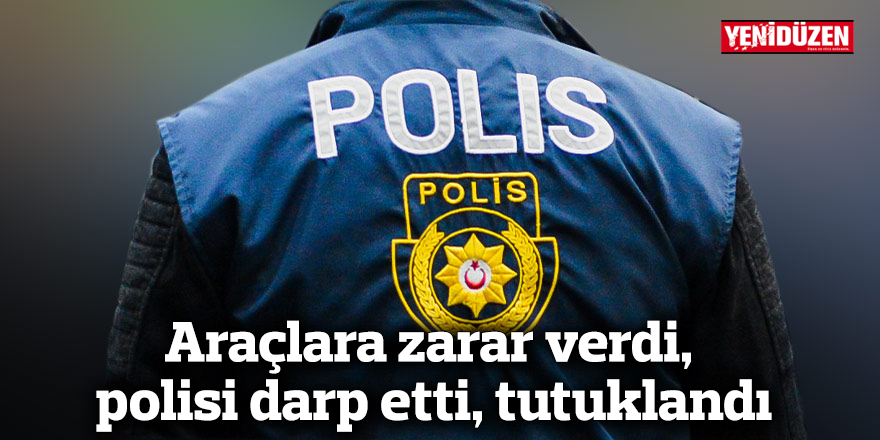 Araçlara zarar verdi, polisi darp etti, tutuklandı