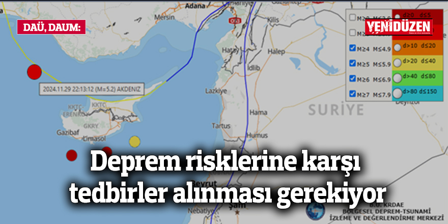 DAÜ, DAUM:  Deprem risklerine karşı tedbirler alınması gerekiyor