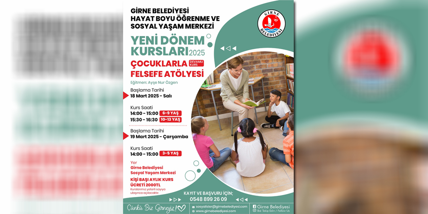 Girne Belediyesi'nden çocuklara Felsefe Atölyesi