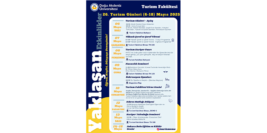 DAÜ 26. Geleneksel Turizm Günleri başlıyor
