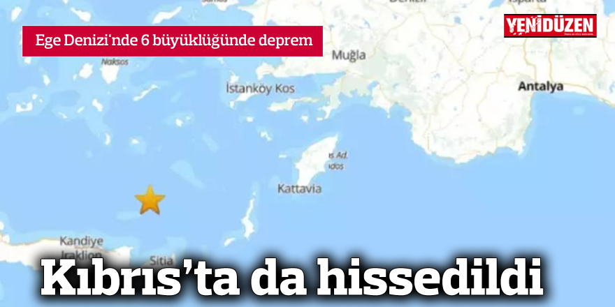 Ege Denizi'nde 6 büyüklüğünde deprem