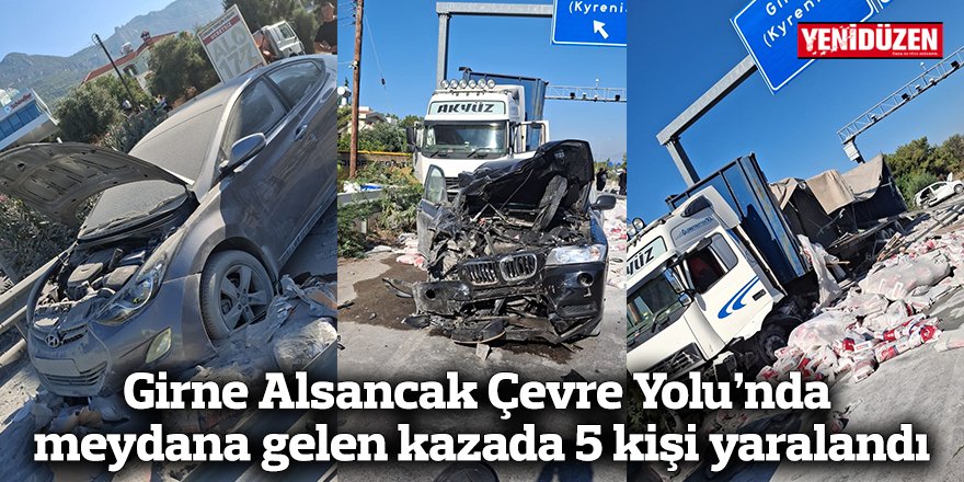 Girne Alsancak Çevre Yolu’nda meydana gelen kazada 5 kişi yaralandı
