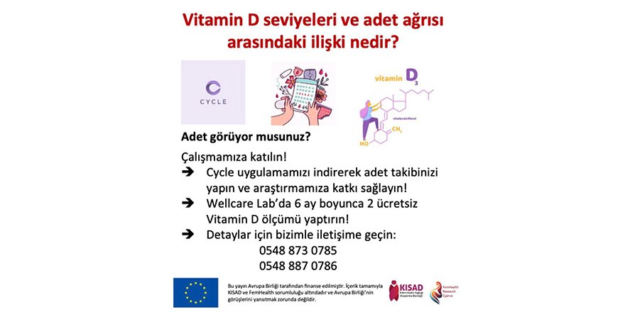 Kıbrıs Türk Tabipleri Birliği’nden "Vitamin D ve adet döngüsü" araştırmasına katılım çağrısı