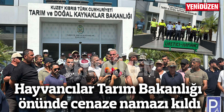Hayvancılar Tarım Bakanlığı önünde cenaze namazı kıldı