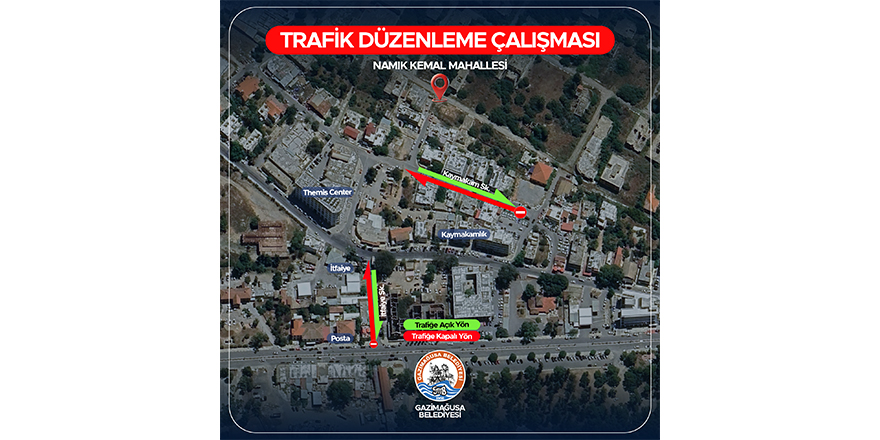 Gazimağusa’da İtfaiye ve Kaymakam Sokak bugün 18.00-00.00 arası trafiğe kapalı olacak