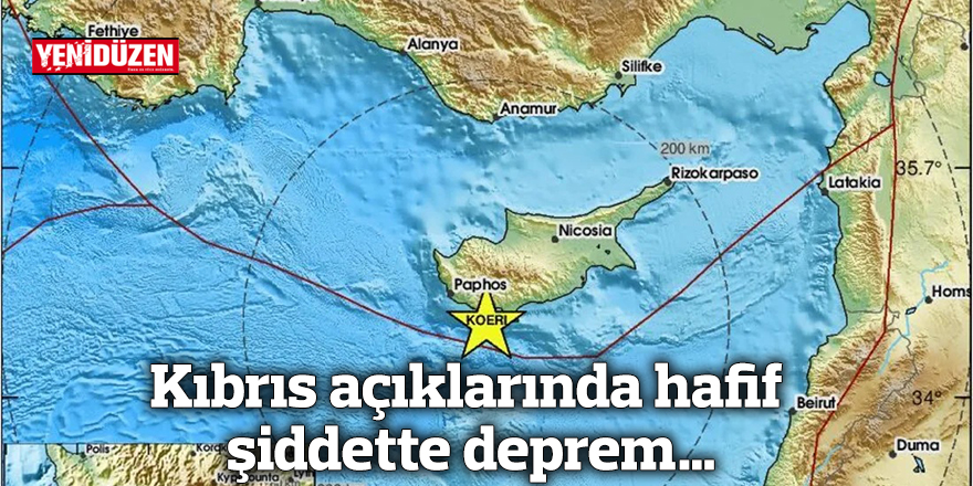Kıbrıs açıklarında hafif şiddette deprem…