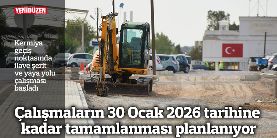 Kermiya geçiş noktasında ilave şerit ve yaya yolu çalışması başladı