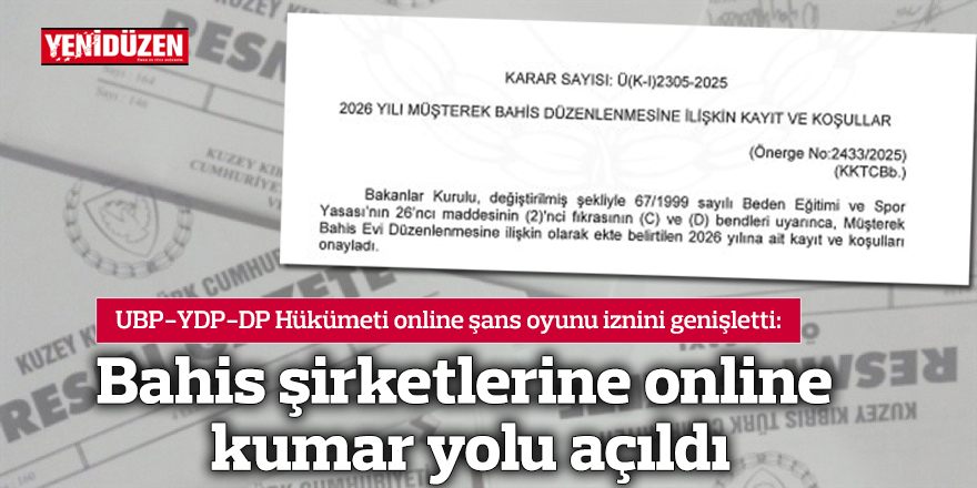 Bahis şirketlerine online kumar yolu açıldı