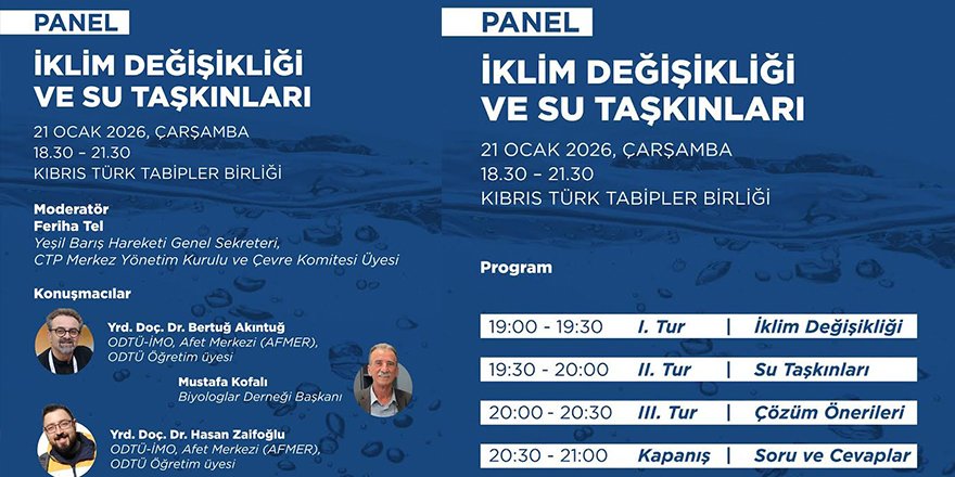 CTP, yarın “İklim Değişikliği ve Su Taşkınları” paneli düzenliyor