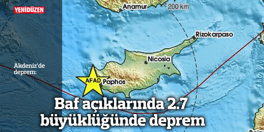 Baf açıklarında 2.7 büyüklüğünde deprem