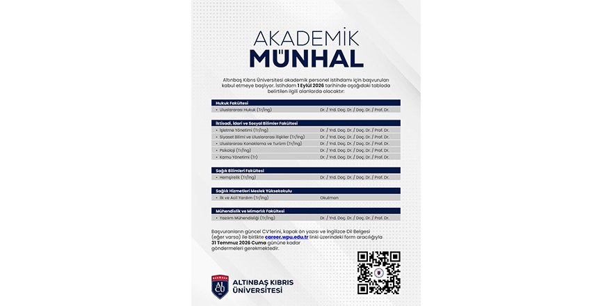 Altınbaş Kıbrıs Üniversitesi akademik personel alımı yapacak