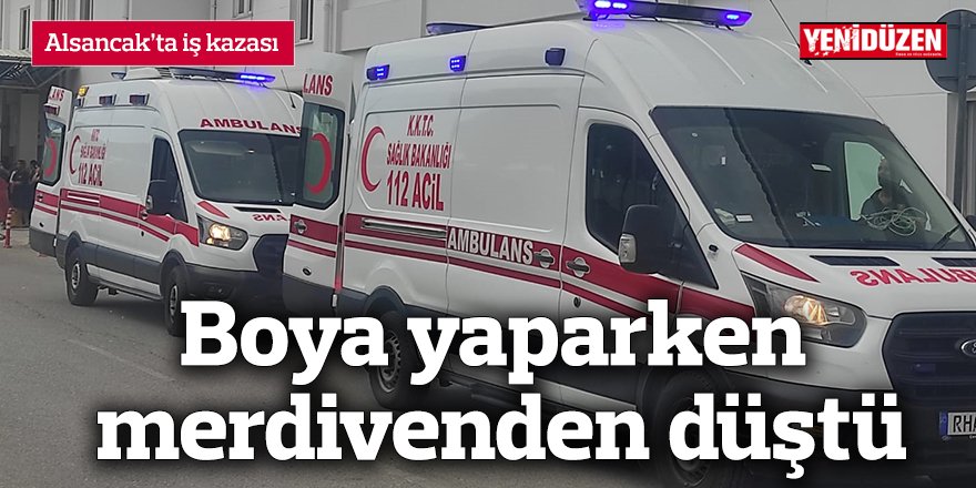 Boya yaparken merdivenden düştü, yaralandı