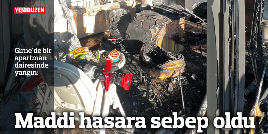 Girne'de bir apartman dairesinde yangın!