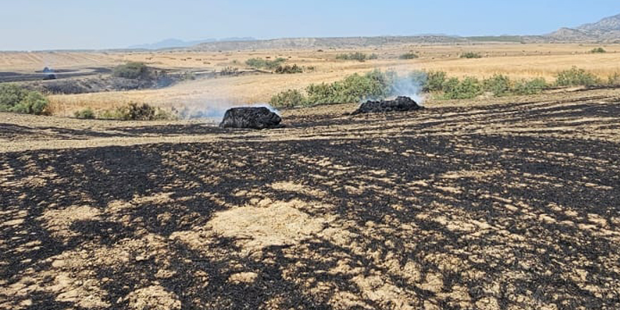 Lefkoşa-Girne ana yolunda araç, Boğaziçi'nde arazi yangını