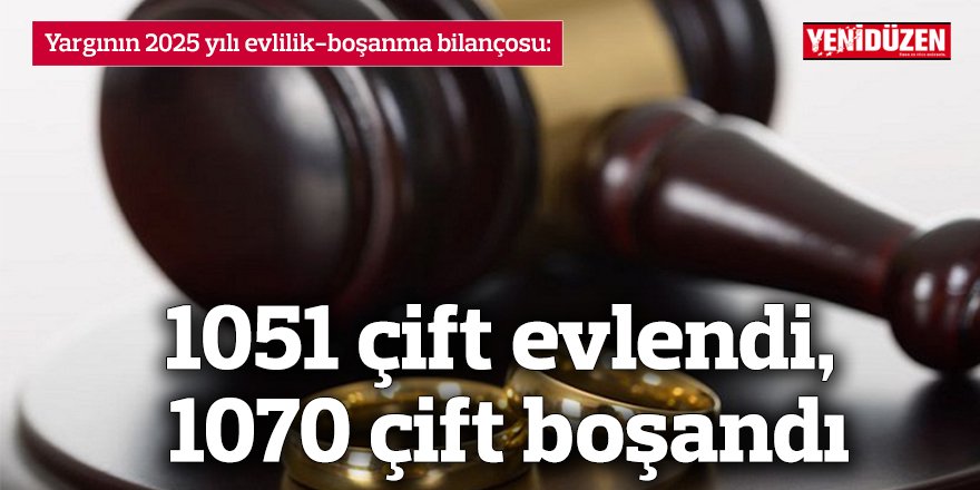 1051 çift evlendi, 1070 çift boşandı