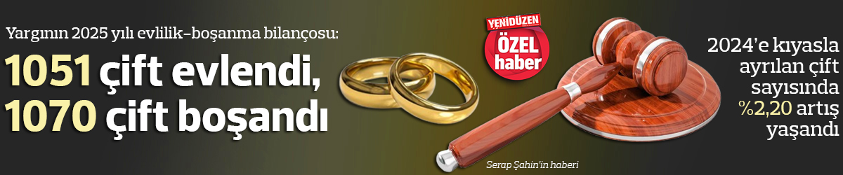 1051 çift evlendi, 1070 çift boşandı