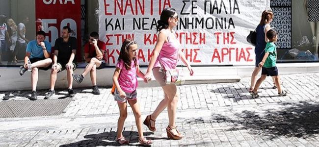 Yunanistanda Pazar protestosu