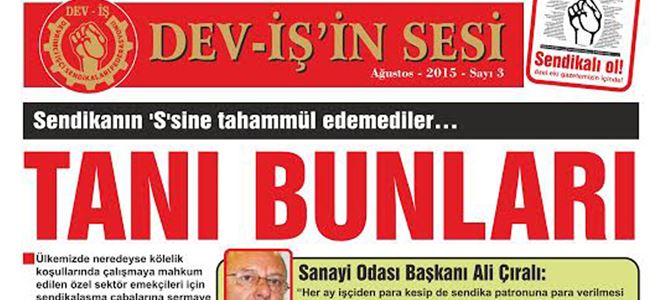 DEV-İŞ’in SESİ gazetesinin 3. Sayısı çıktı