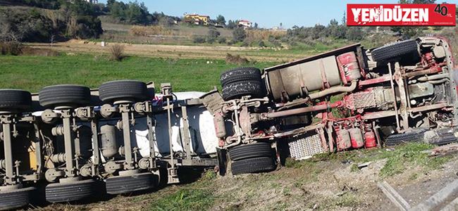 Çamlıbel’de tır devrildi