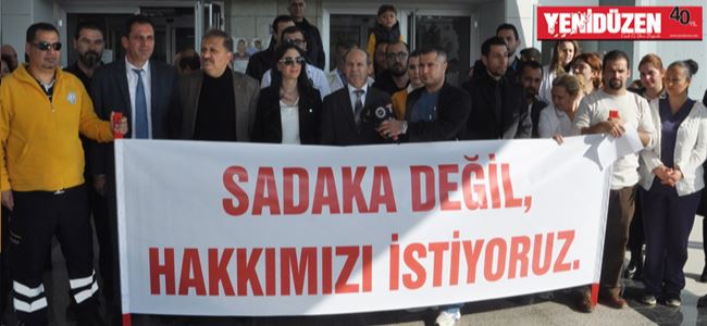 Sağlık ödenmeyen ek mesailer için eylem yaptı