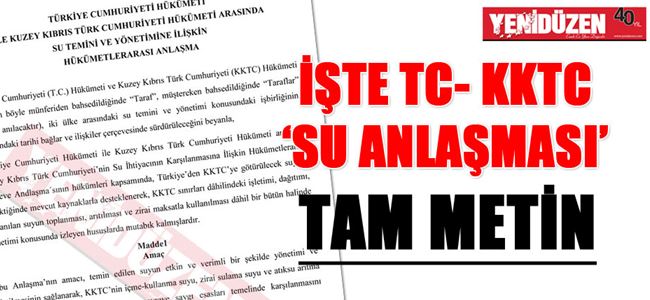 'SU ANLAŞMASI' TAM METİN