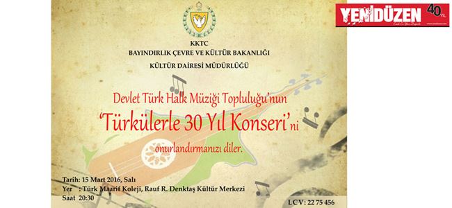 “Türkülerle 30 Yıl”  AKM’de