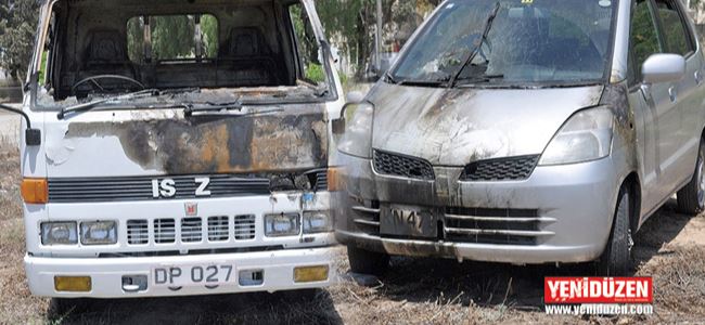 İki araç yakılarak kasti hasara uğratıldı