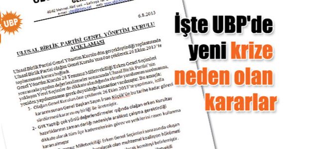 UBP GYK kararları