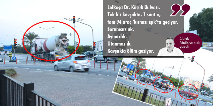 1 saatte 94 araç kırmızıda geçti